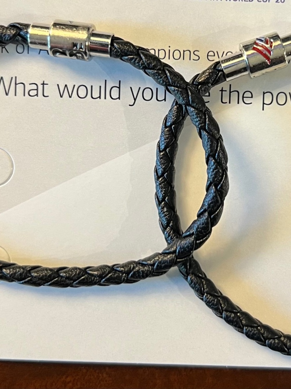 World Soccer 2026 Souvenir leather bracelet - black with many spacers